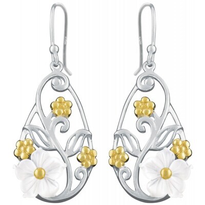 Sterling Silver & Gold Plated Floral Earrings