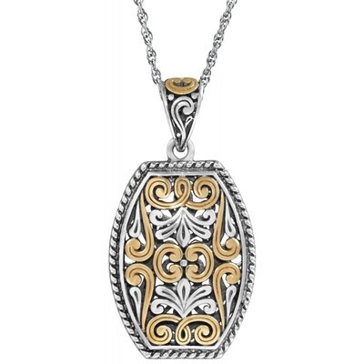 Silver-Gold Plated Filigree Pendant