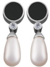 Black and white drop earrings