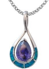 Amethyst and blue opal resin Pendant