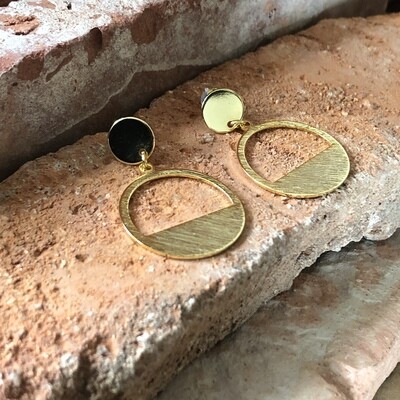 Retro Circle Earrings, pair