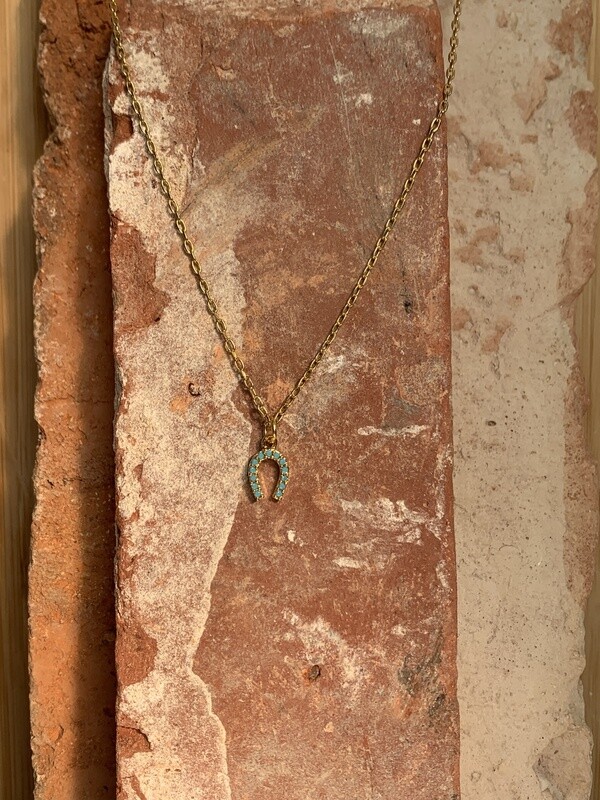 Turquoise Horseshoe Charm Necklace