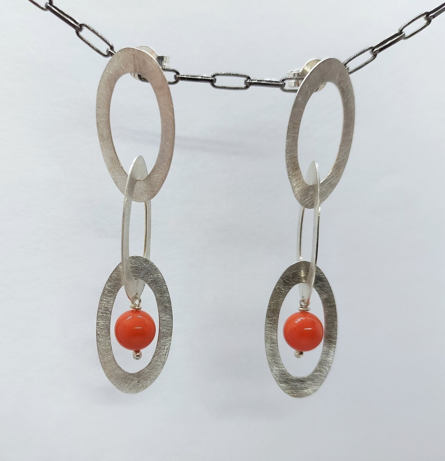 Pendientes de plata y coral