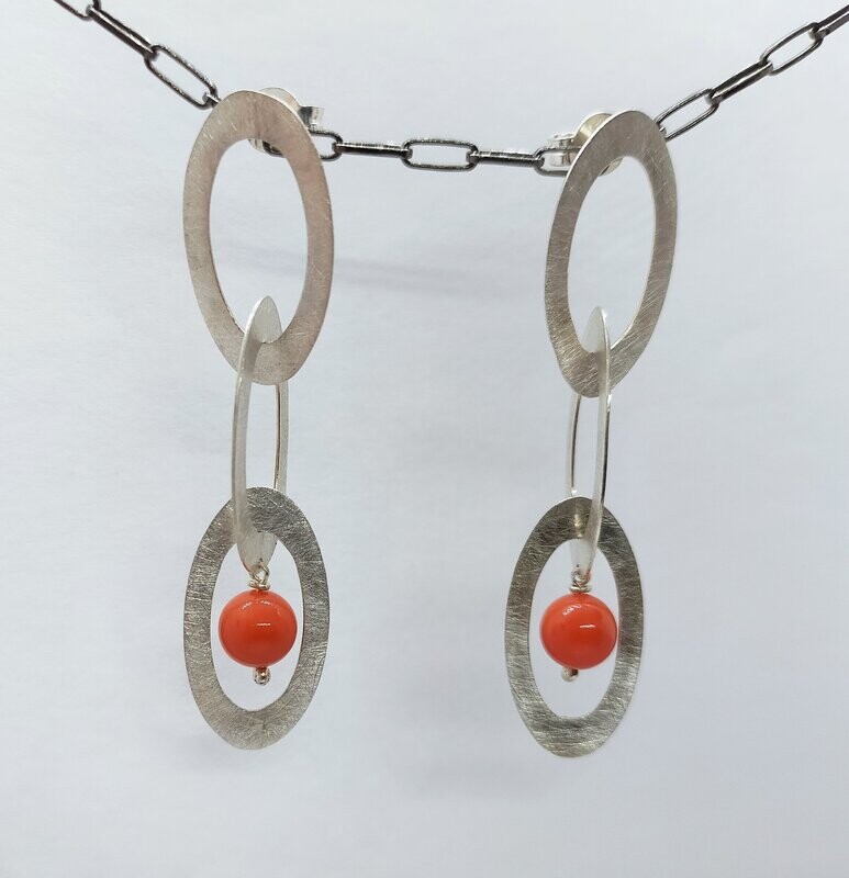 Pendientes de plata y coral