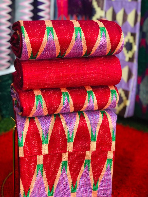 8 Yards Hand Woven Kente Fabric - For Women/plain inclusive