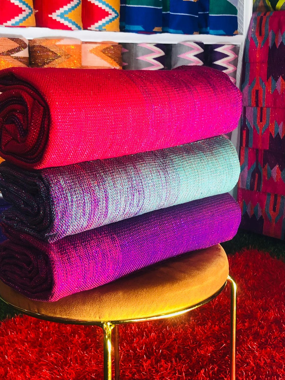 6 Yards Ombre Kente Fabric- multi Color- For Women