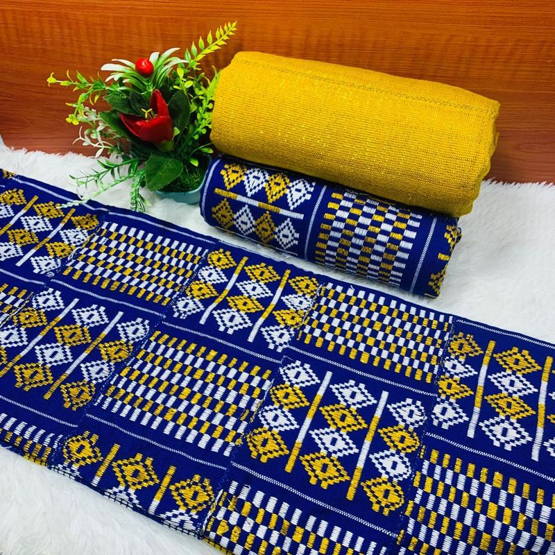 6 Yards Handwoven Kente Fabric- women only/Royal Blue