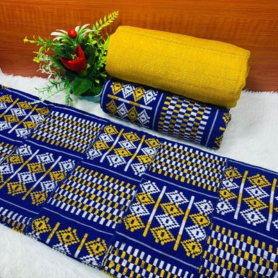 6 Yards Handwoven Kente Fabric- women only/Royal Blue