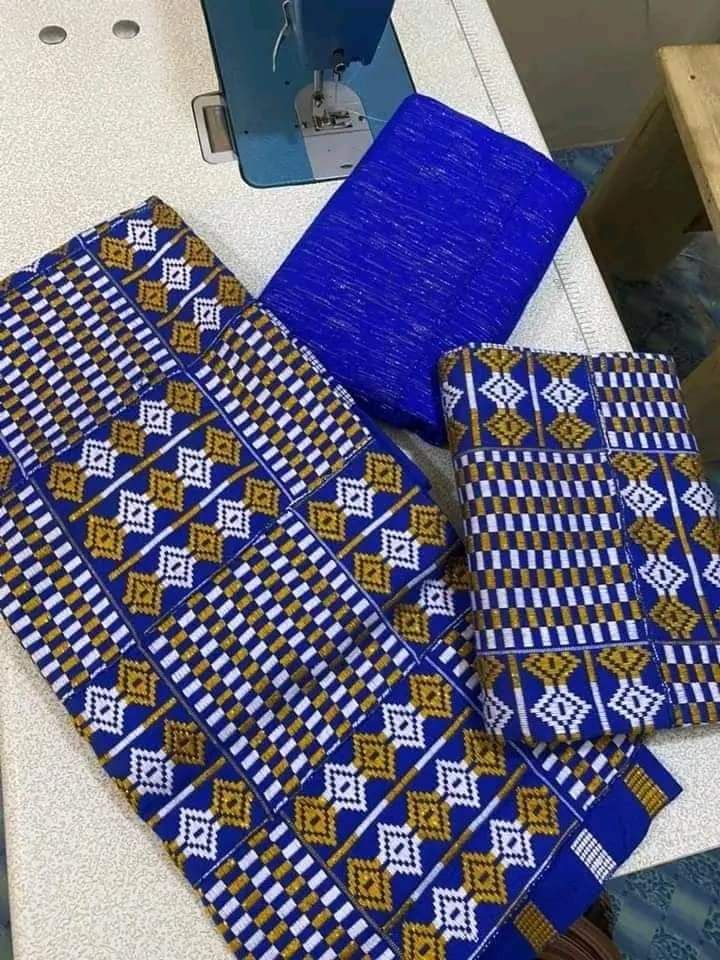 6 Yards Handwoven Kente Fabric- women only/Royal Blue