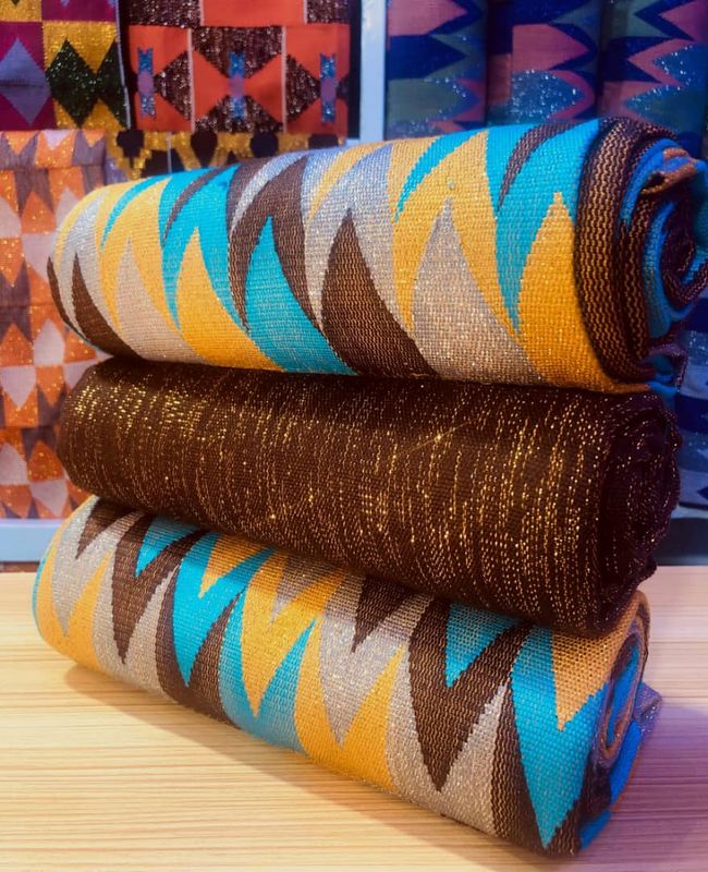 6 Yards Original Kente Fabric - For woman/Royal Blue/Gold