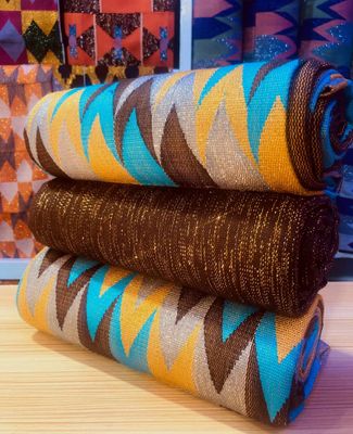 6 Yards Original Kente Fabric - For woman/Royal Blue/Gold