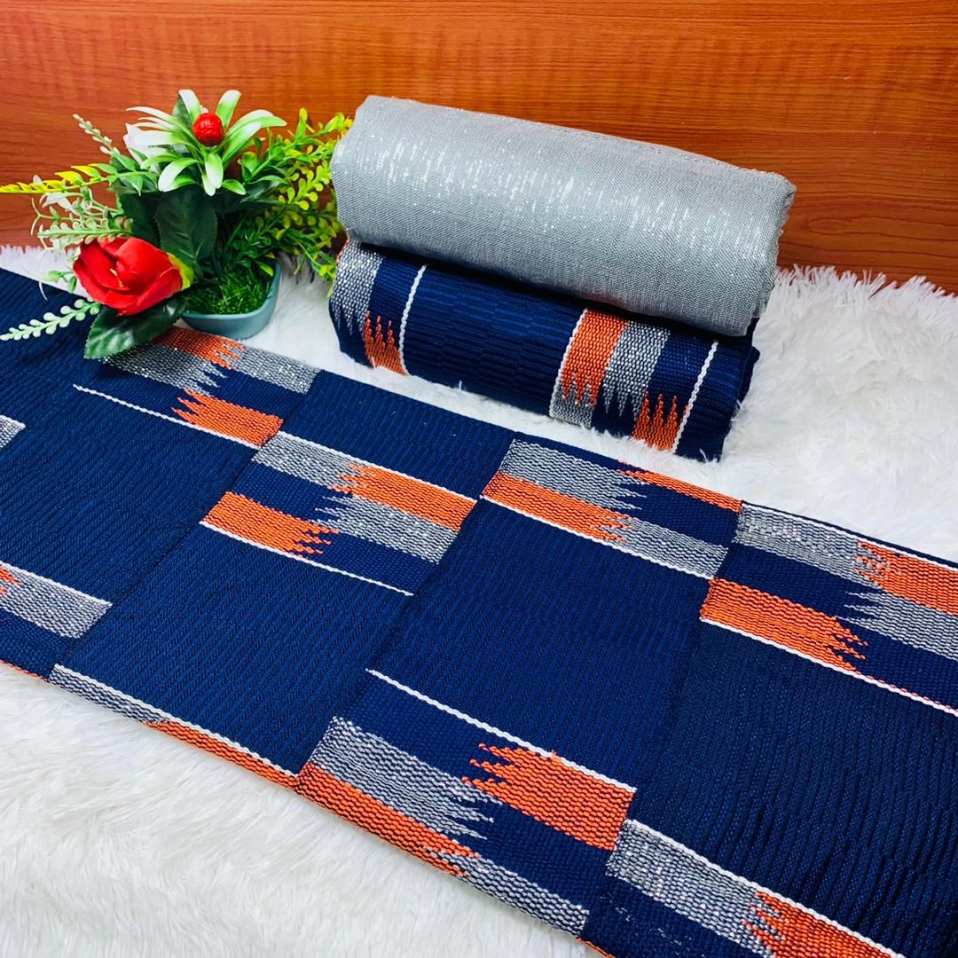 6 Yards Original Kente Fabric - For woman/Navy Blue
