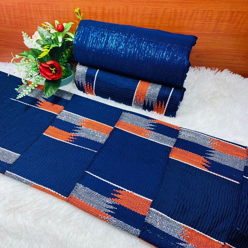 6 Yards Original Kente Fabric - For woman/Navy Blue