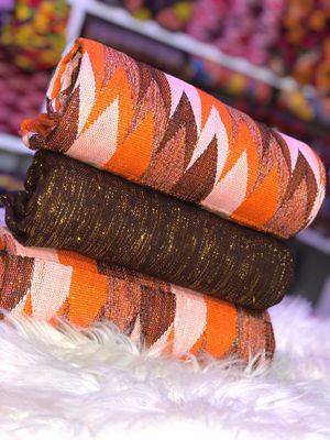 6 Yards Original Kente Fabric - For woman/Orange/Coffee
