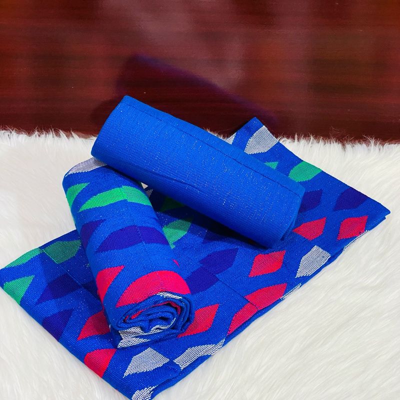 6 Yards Hand Woven Kente Fabric - For woman/blue