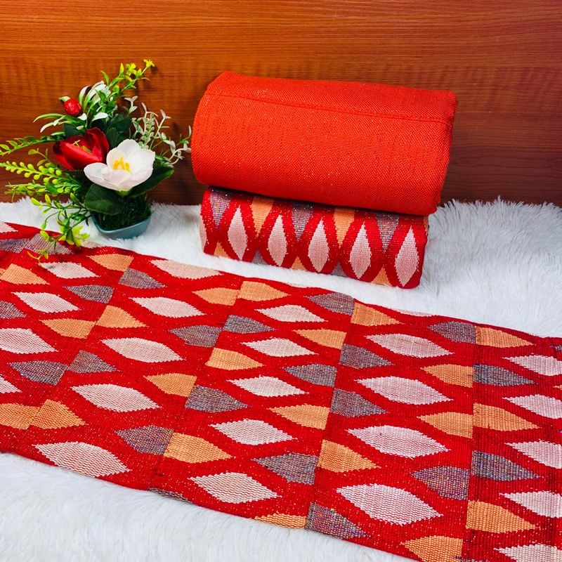 6 Yards Hand Woven Kente Fabric - For woman/Red