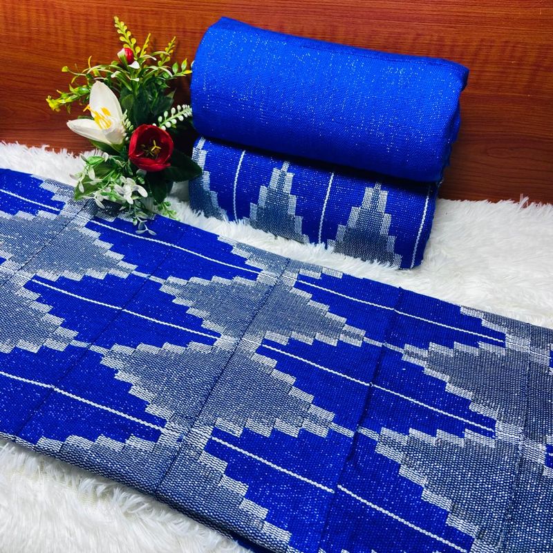 6 Yards Hand Woven Kente Fabric - For woman/Blue