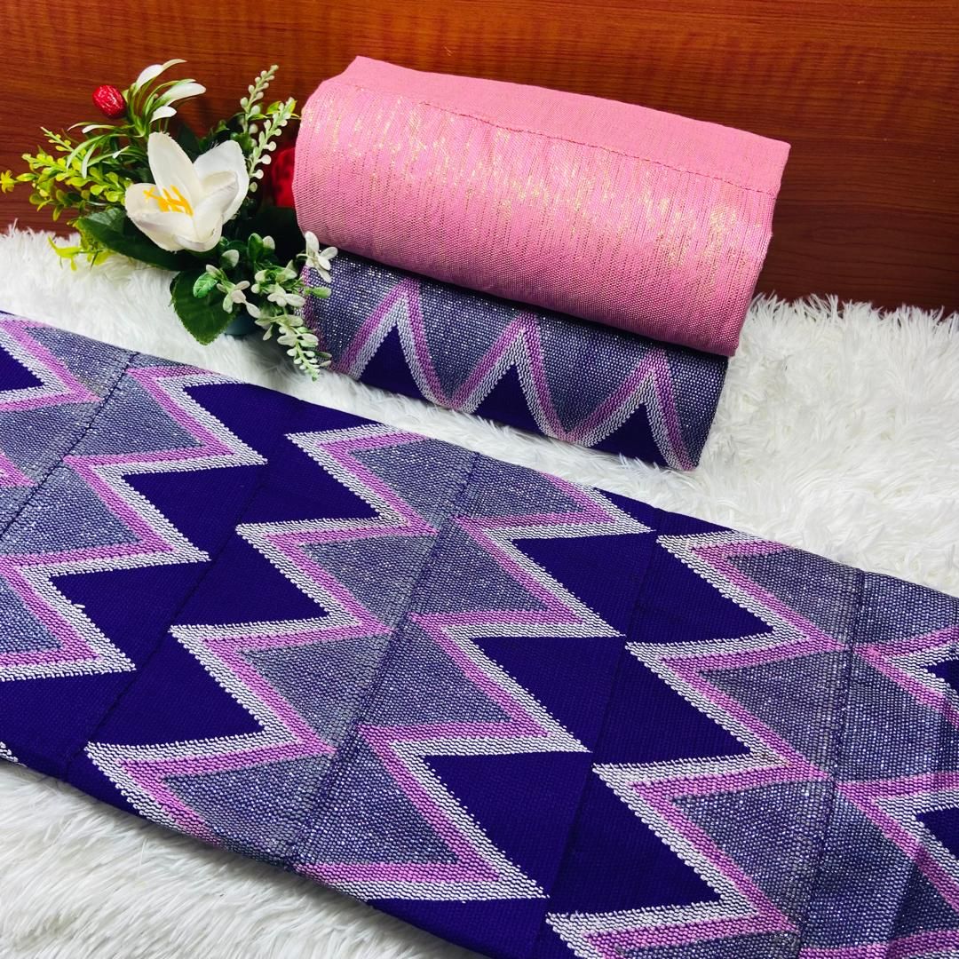 6 Yards Hand Woven Kente Fabric - For woman/Voilet