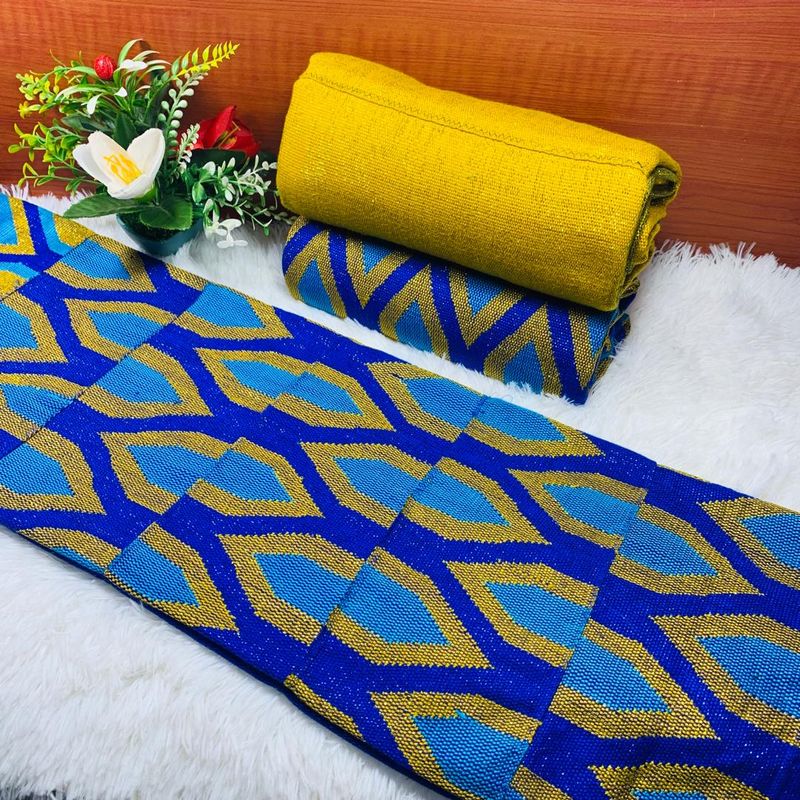 6 Yards Hand Woven Kente Fabric - For woman/blue