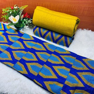 6 Yards Hand Woven Kente Fabric - For woman/blue