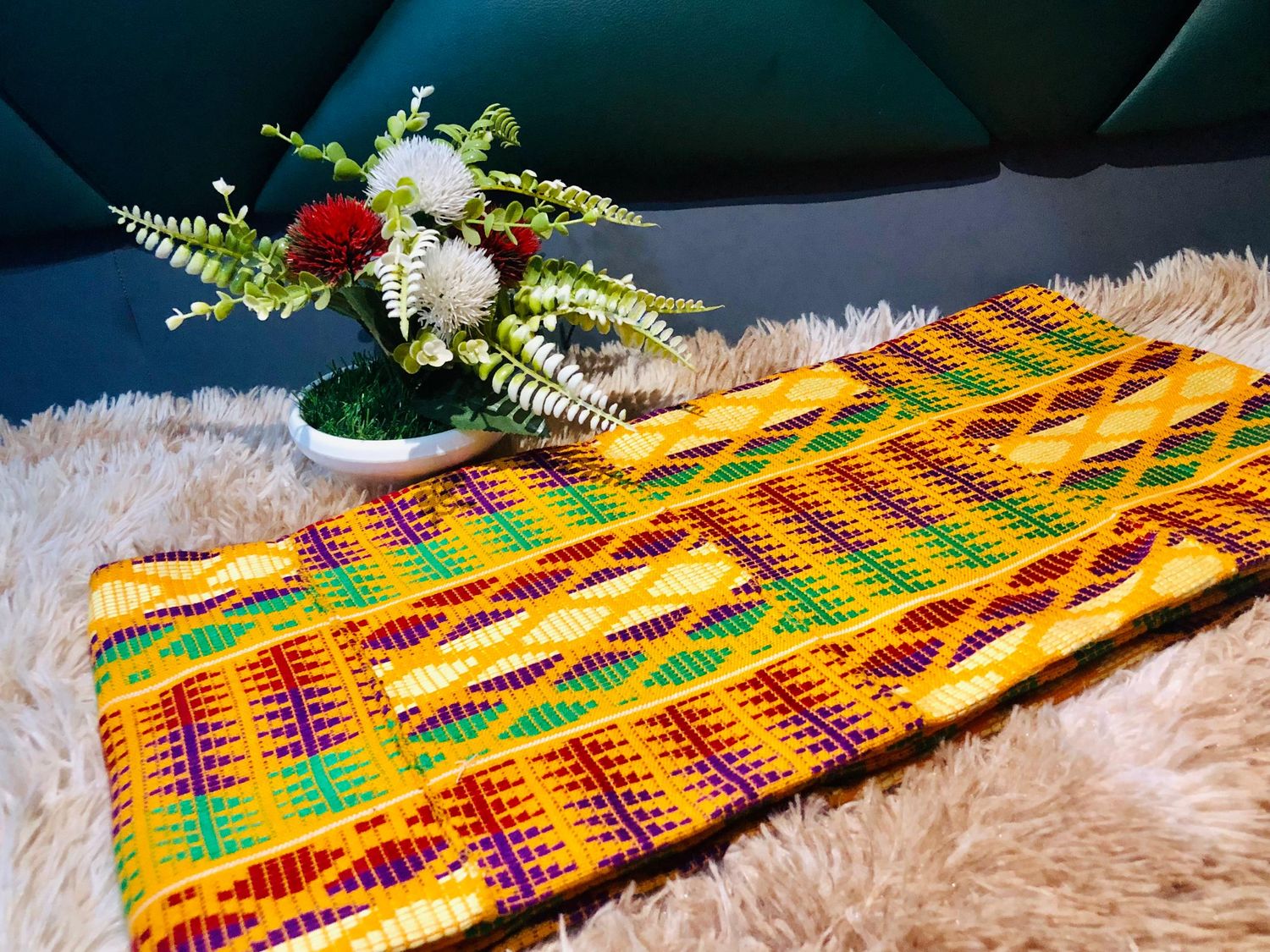 2 Yards Original Kente Fabric- women only/Green
