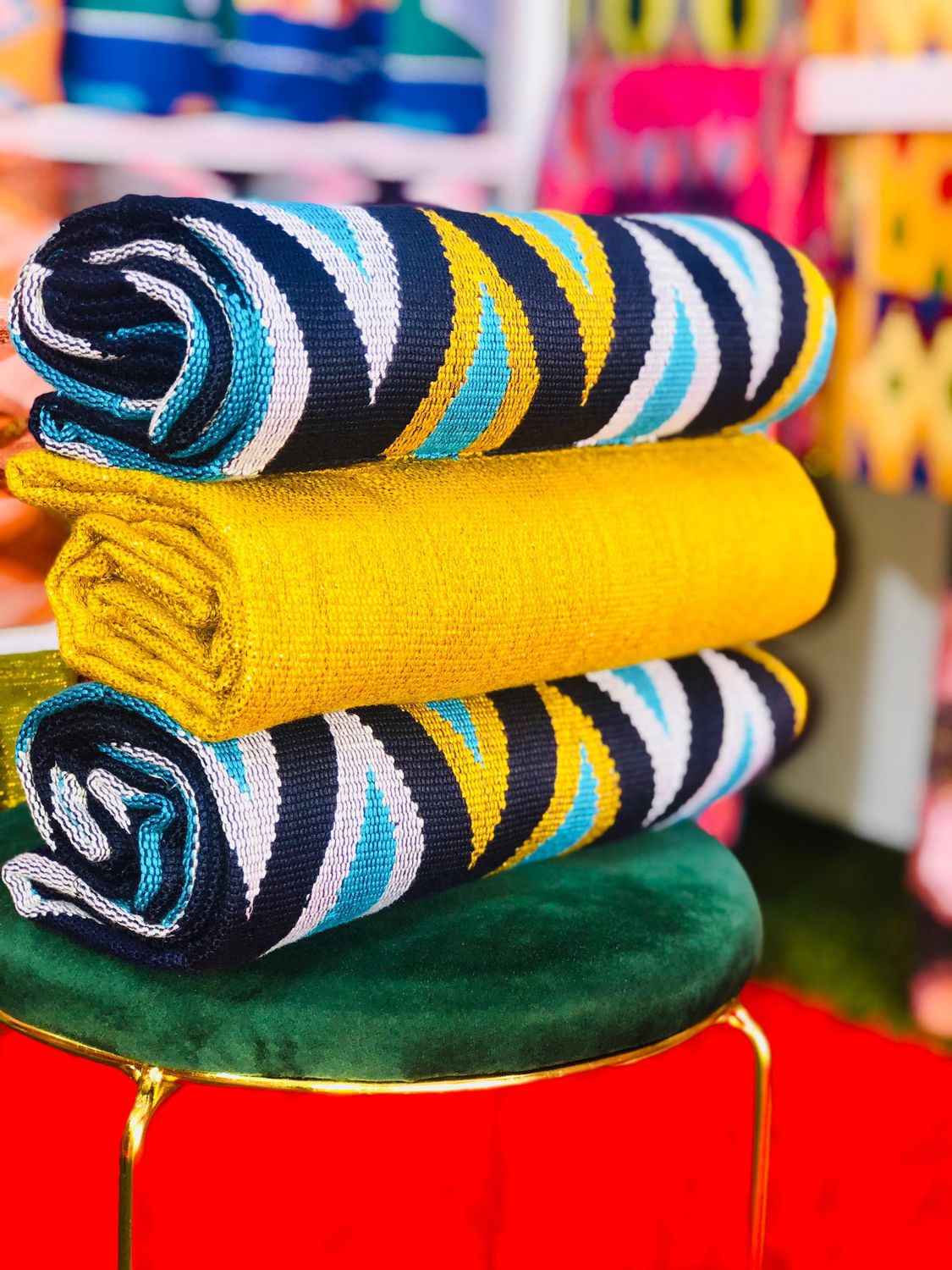 6 Yards Hand Woven Kente Fabric - For woman/Multi Color