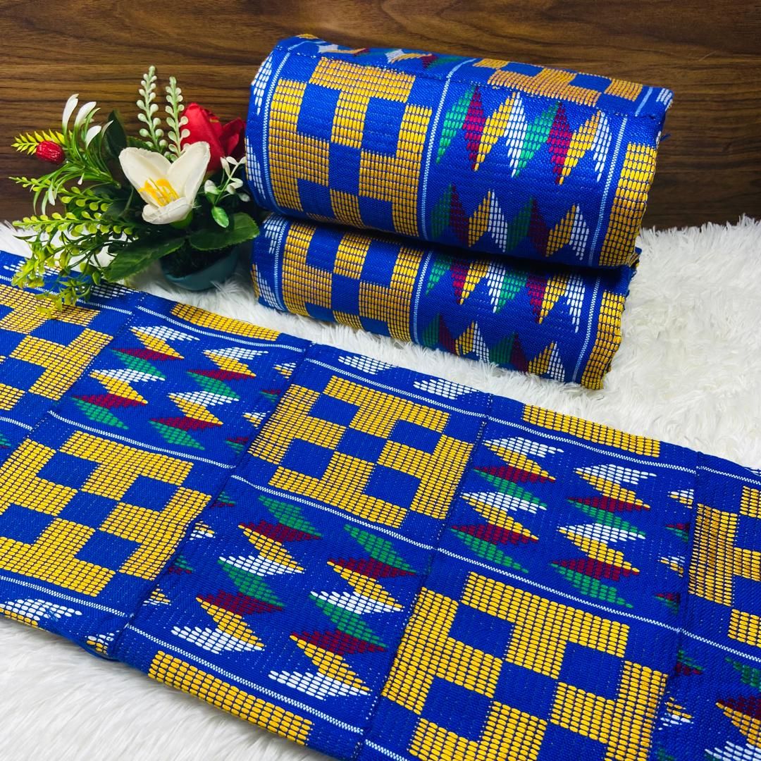 6 Yards Hand Woven Kente Fabric - For woman/multi color