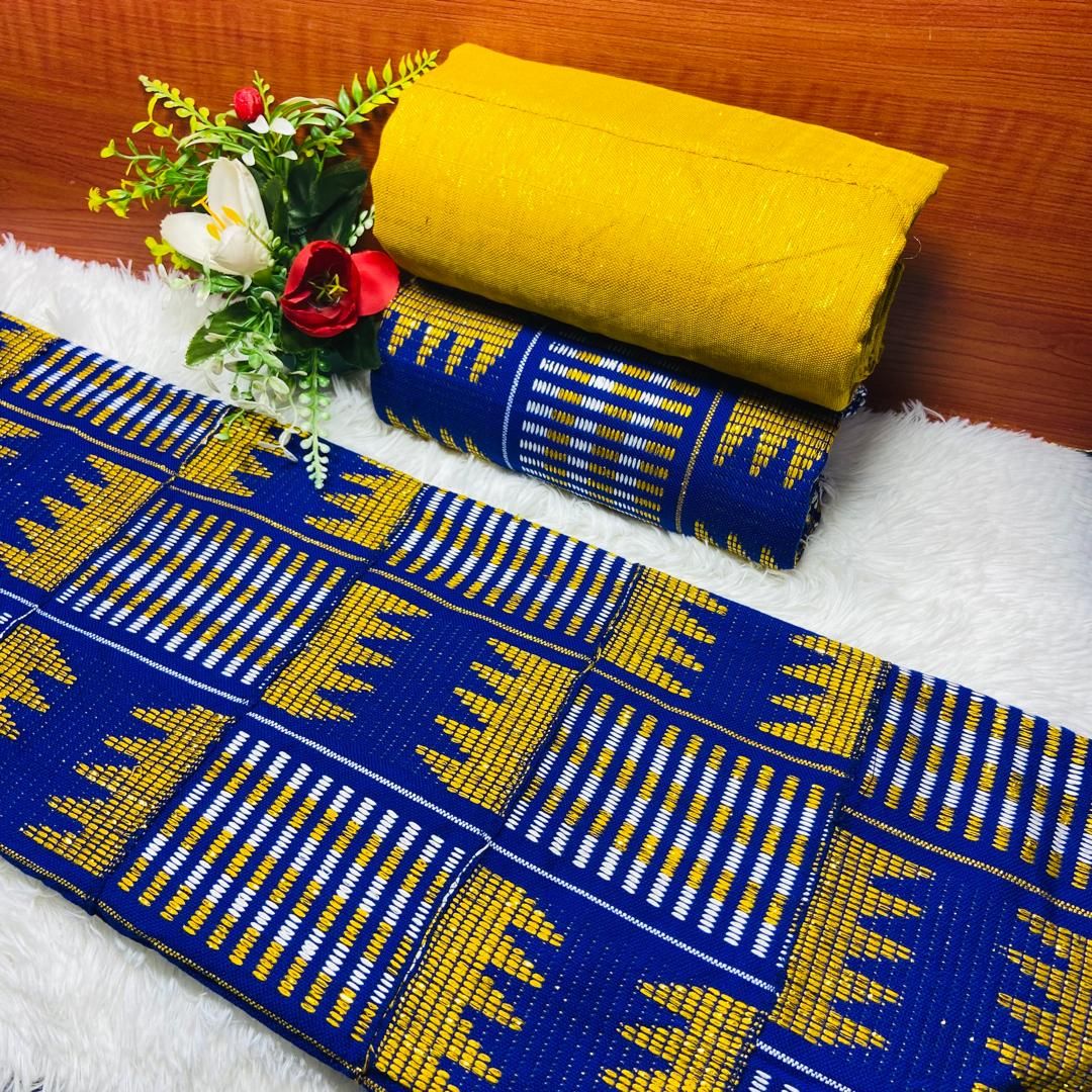 6 Yards Handwoven Kente Fabric- women only/Royal Blue