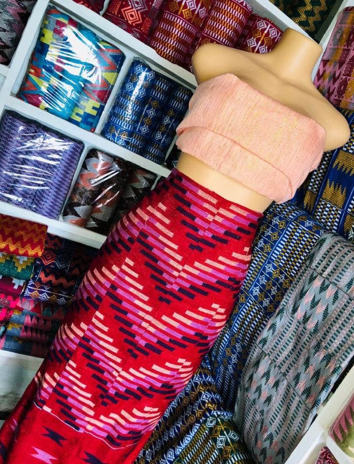 6 Yards Hand Woven Kente Fabric - For woman/wine