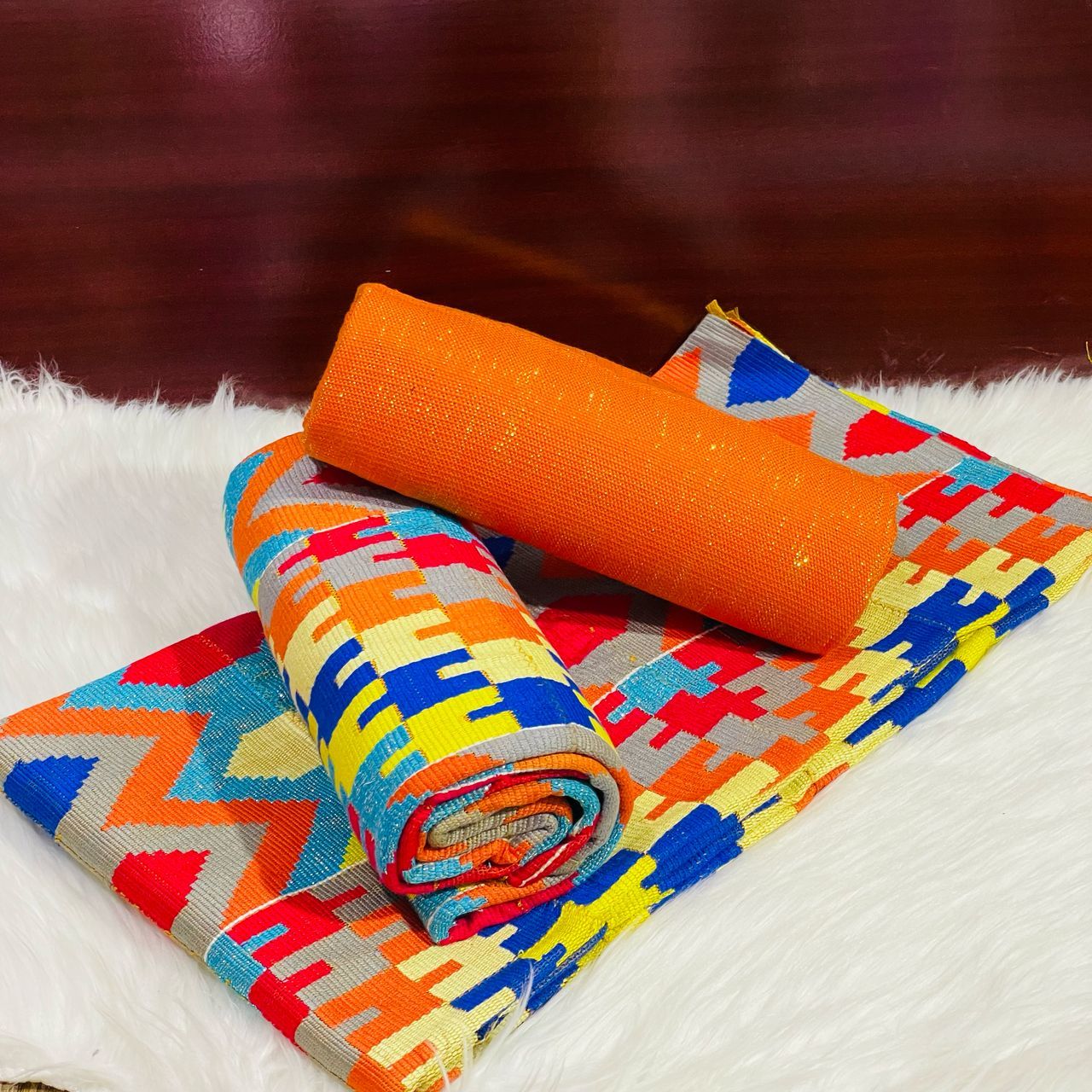 6 Yards Hand Woven Kente Fabric - For woman/Multi Color