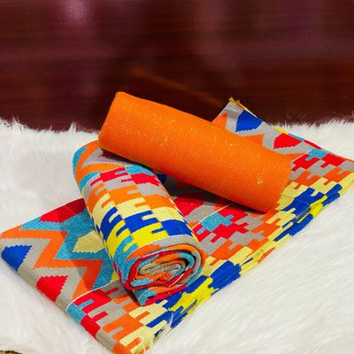 6 Yards Hand Woven Kente Fabric - For woman/Multi Color