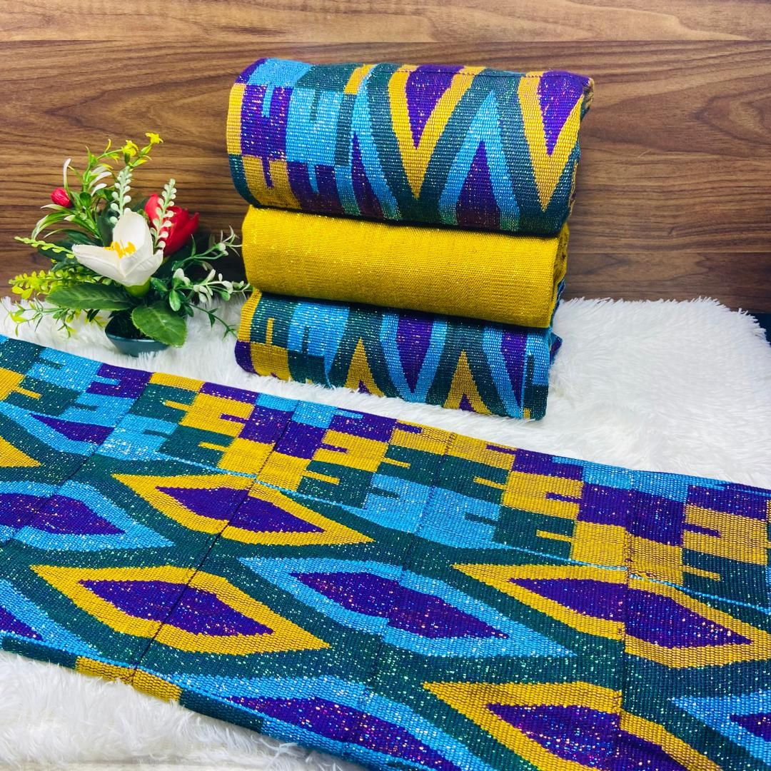 8 Yards Hand Woven Kente Fabric - For Women/plain inclusive