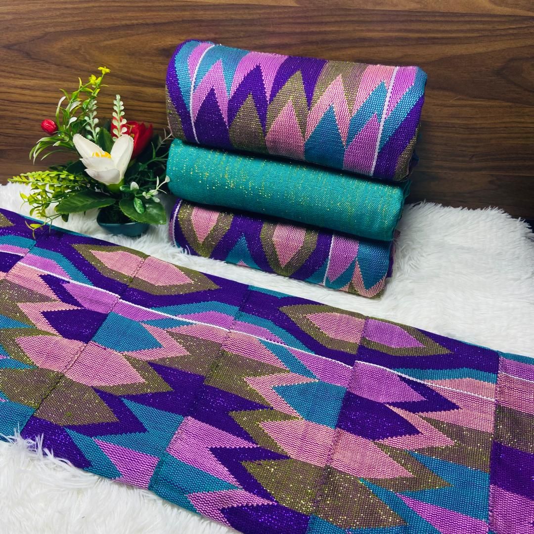 8 Yards Hand Woven Kente Fabric - For Women/plain inclusive