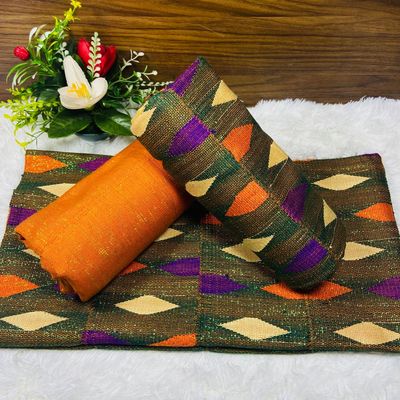 6 Yards Hand Woven Kente Fabric - For woman/Multi Color