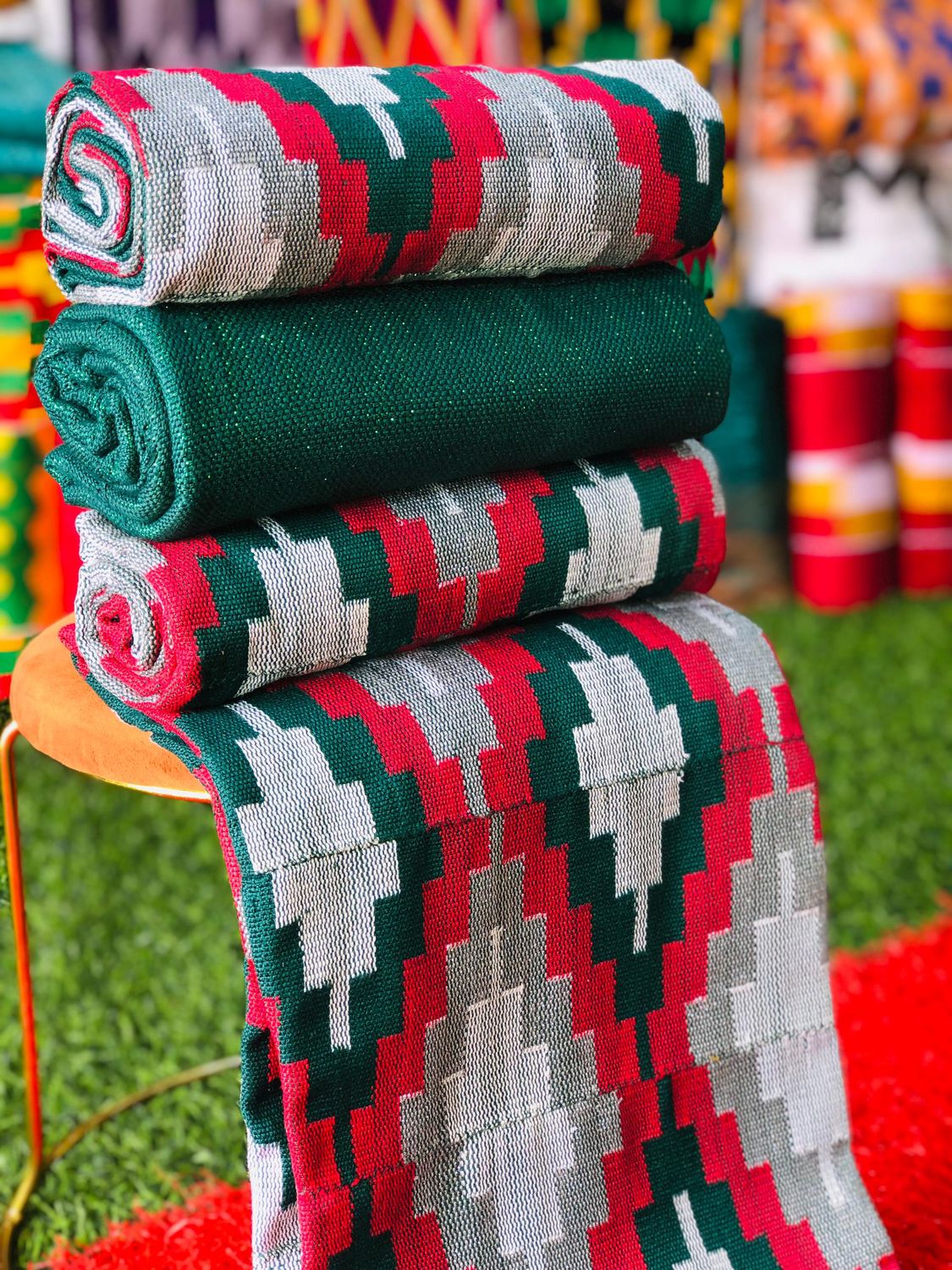 8 Yards Hand Woven Kente Fabric - For woman/Multi Color