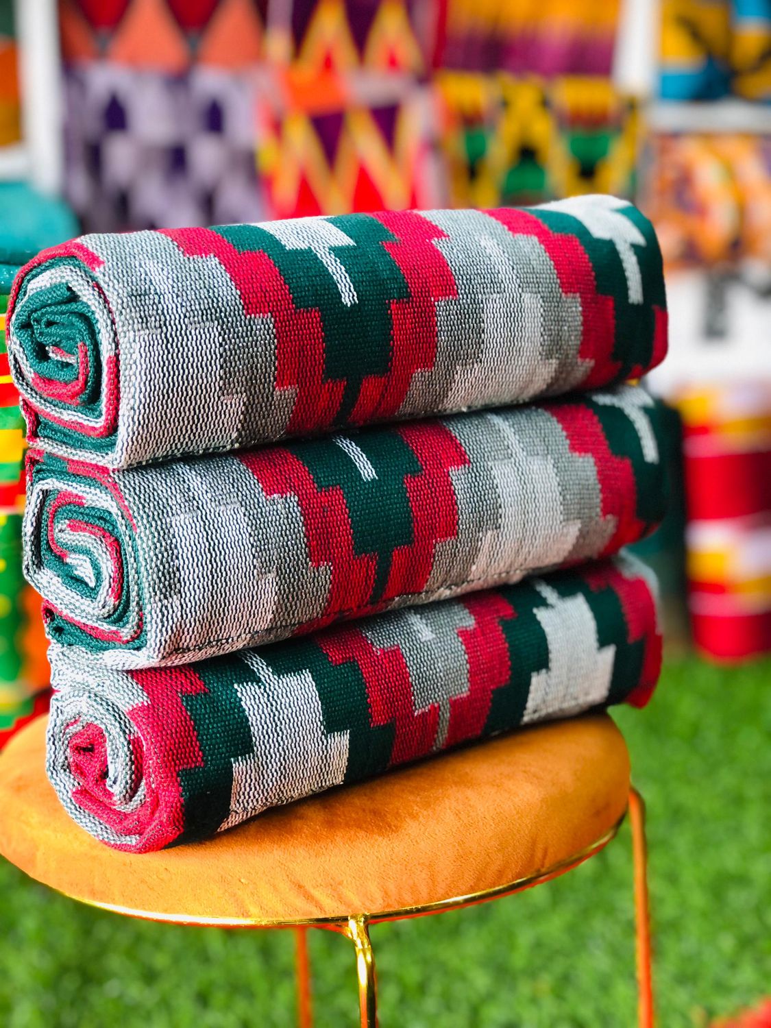 8 Yards Hand Woven Kente Fabric - For woman/Multi Color