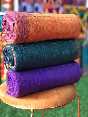 6 Yards Orange/Green/Purple Ombre Kente Fabric- For Women