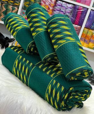 Man and Women Hand Woven Kente Fabric - Unisex/emerald green