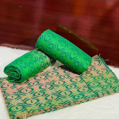 6 Yards Hand Woven Kente Fabric - For woman- FulL Design/plain option-Green