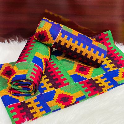 6 Yards Hand Woven Kente Fabric - For woman- FulL Design/plain option-Multi Color