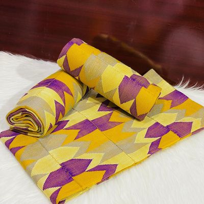 6 Yards Hand Woven Kente Fabric - For woman- Full Design/plain option-Multicolor