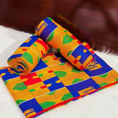 6 Yards Hand Woven Kente Fabric - For woman- Full Design/plain option-Multicolor