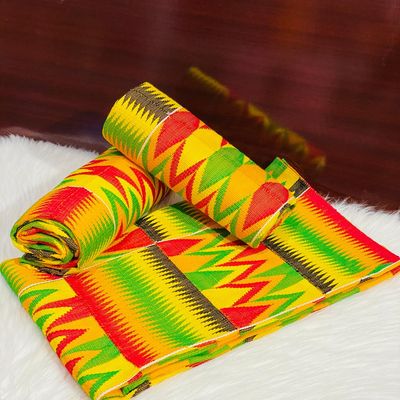 6 Yards Hand Woven Kente Fabric - For woman- Full Design/plain option-Multicolor