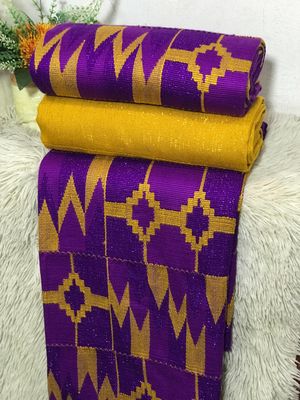 6 Yards Violet &amp; Gold Kente Fabric - For woman