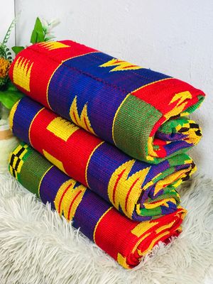 6 Yards Hand Woven Kente Fabric - For woman- Full Design/plain option-Multicolor