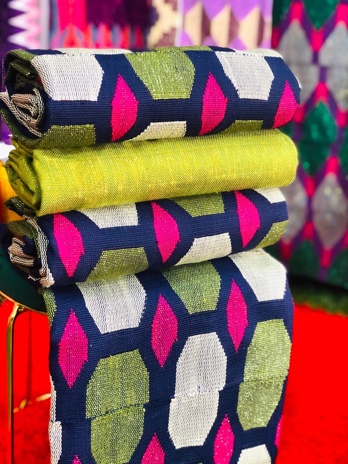 8 Yards Olive Green/Navy Blue kente Fabric - For Women/plain inclusive/Multicolor
