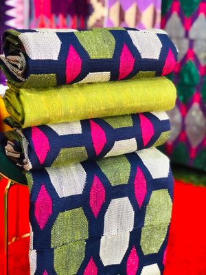 8 Yards Olive Green/Navy Blue kente Fabric - For Women/plain inclusive/Multicolor
