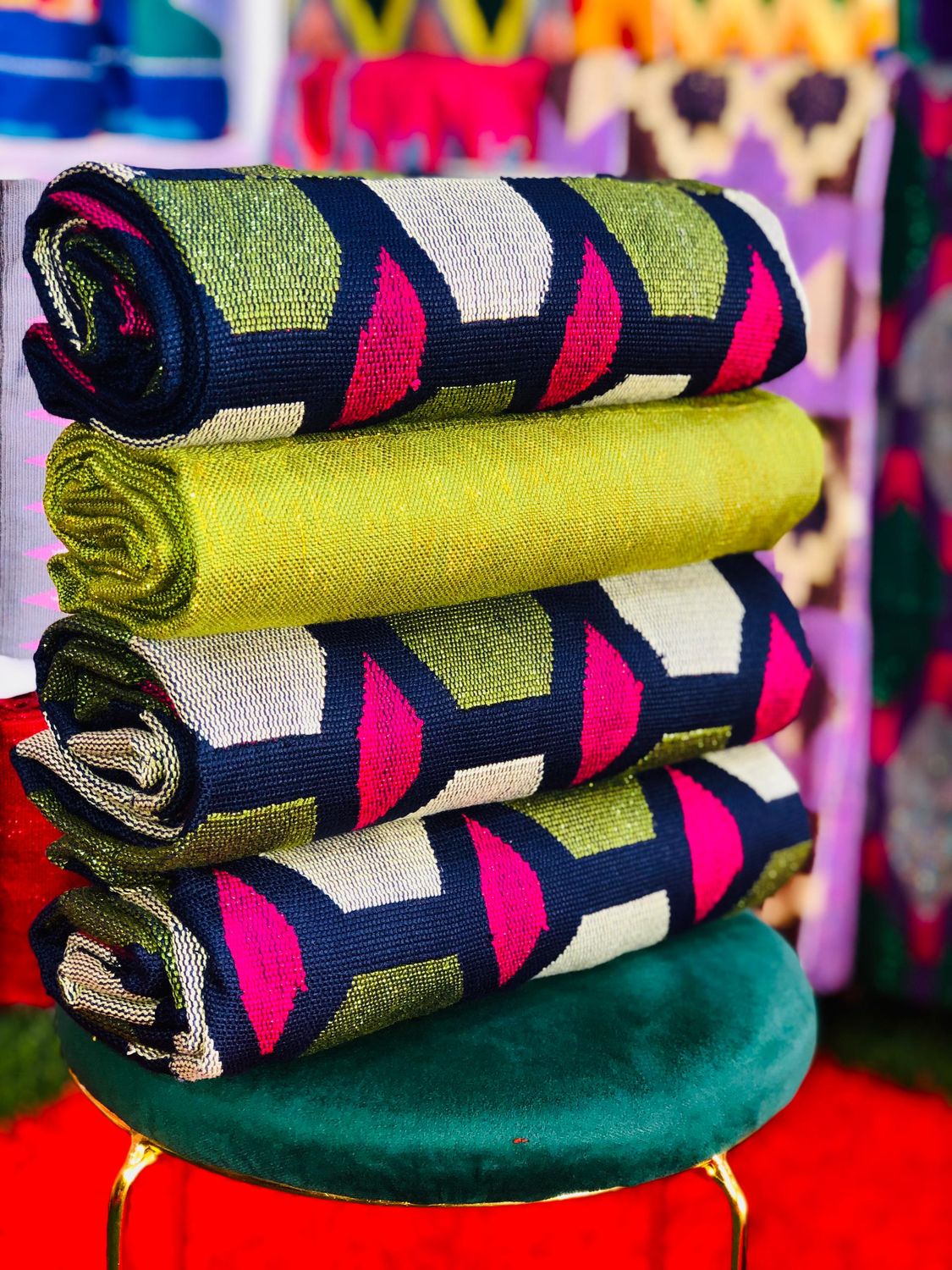 8 Yards Olive Green/Navy Blue kente Fabric - For Women/plain inclusive/Multicolor