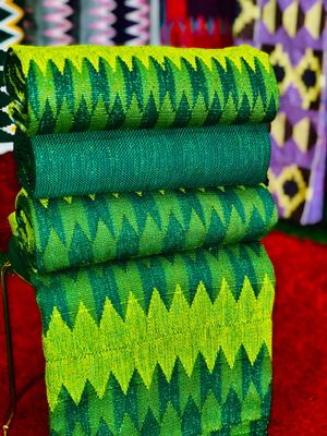 8 Yards Emerald Green kente Fabric - For Women/plain inclusive/Multicolor
