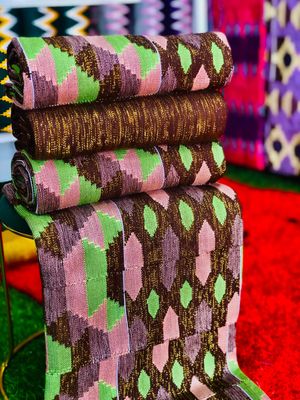 8 Yards Coffee Brown kente Fabric - For Women/plain inclusive/Multicolor